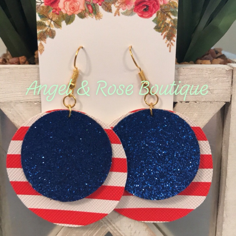 ❤️Cute❤️ Americana Shimmery Round Earrings